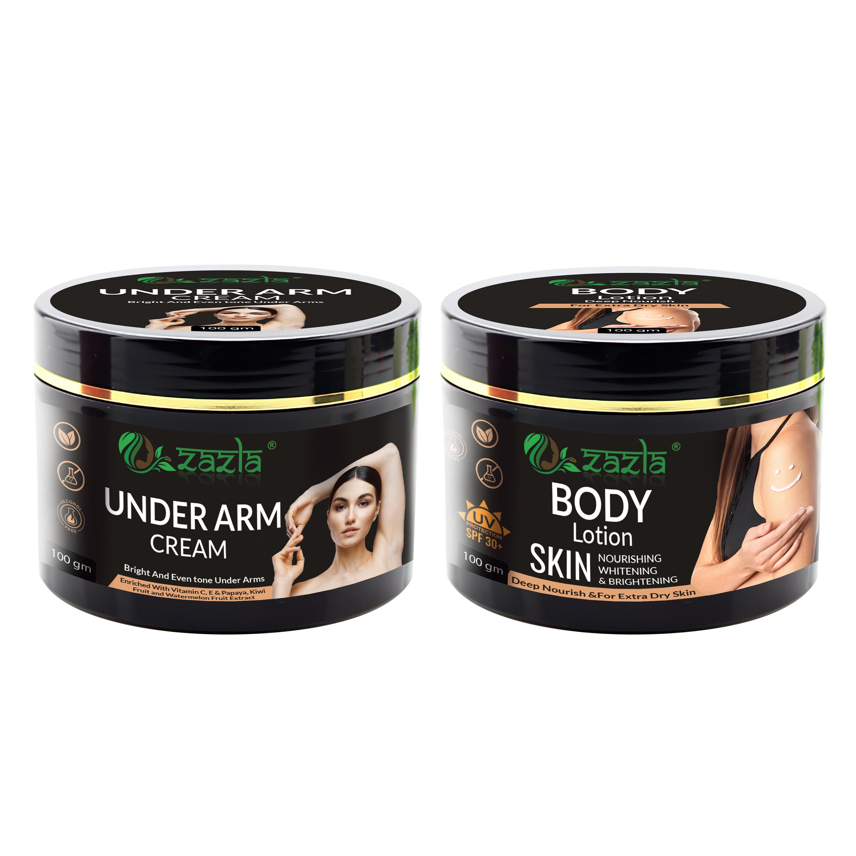 Zazla Under Arm Cream + Body Lotion Combo Pack (100 gm each)