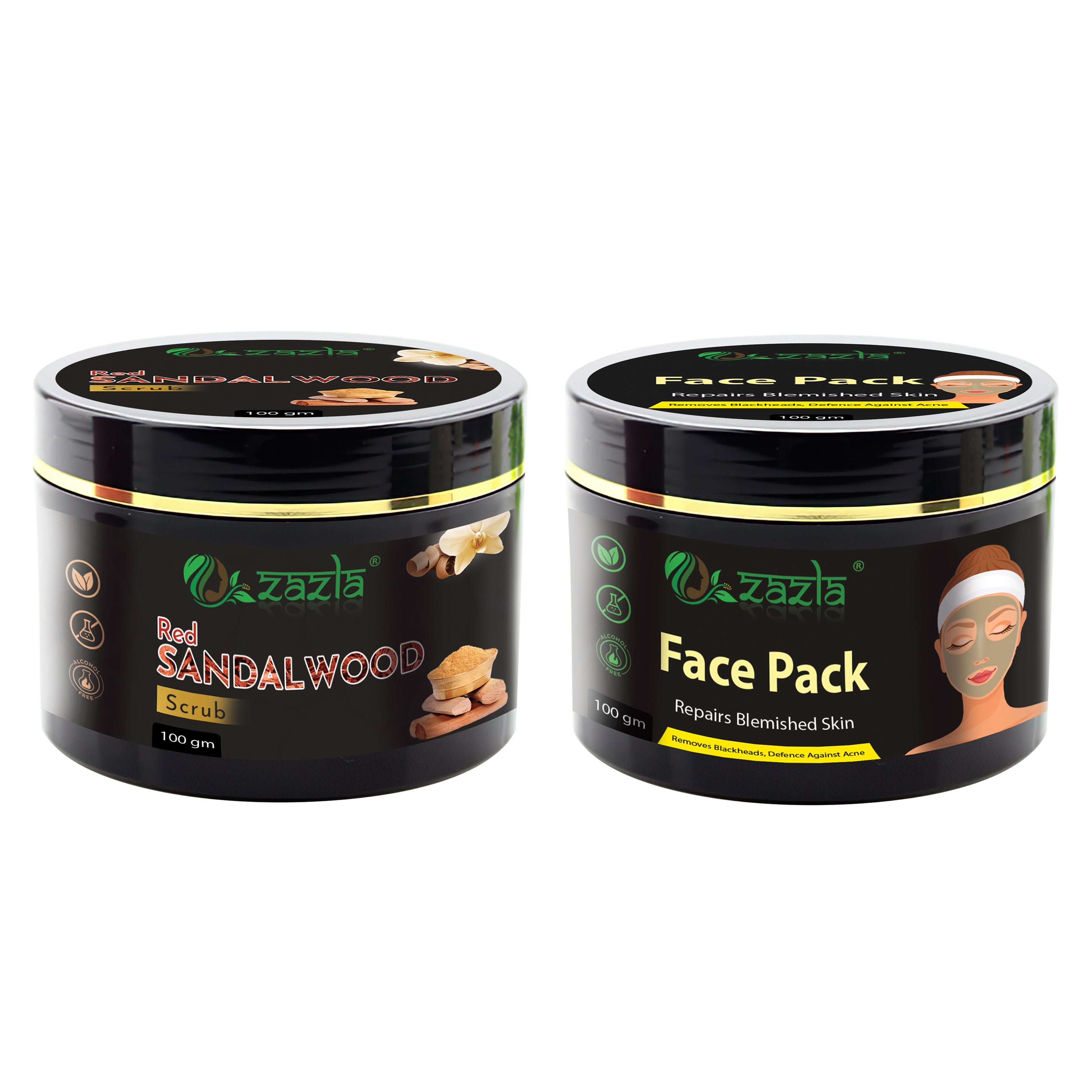 Zazla Sandalwood Scrub +  Face Pack Combo (100 gm each)